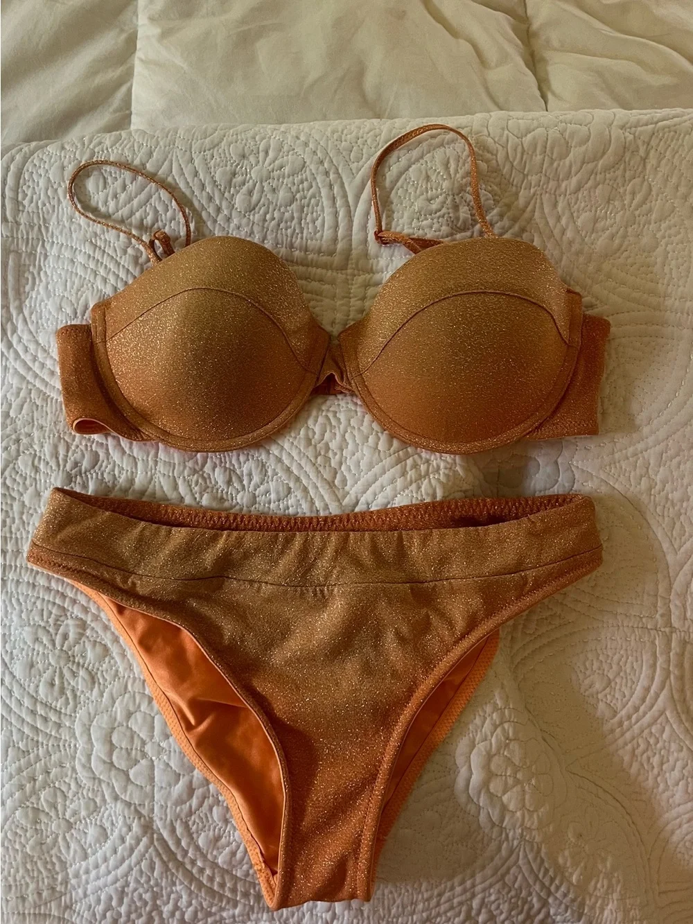 triangl swimwear Orange Shimmer Bikini Set